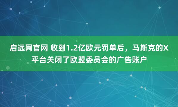 启远网官网 收到1.2亿欧元罚单后，马斯克的X平台关闭了欧盟委员会的广告账户
